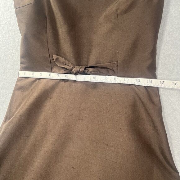 Lynn Lugo Silk Dress Strapless fit Flare Brown Party Wedding Women's Size 10 - Picture 4 of 14
